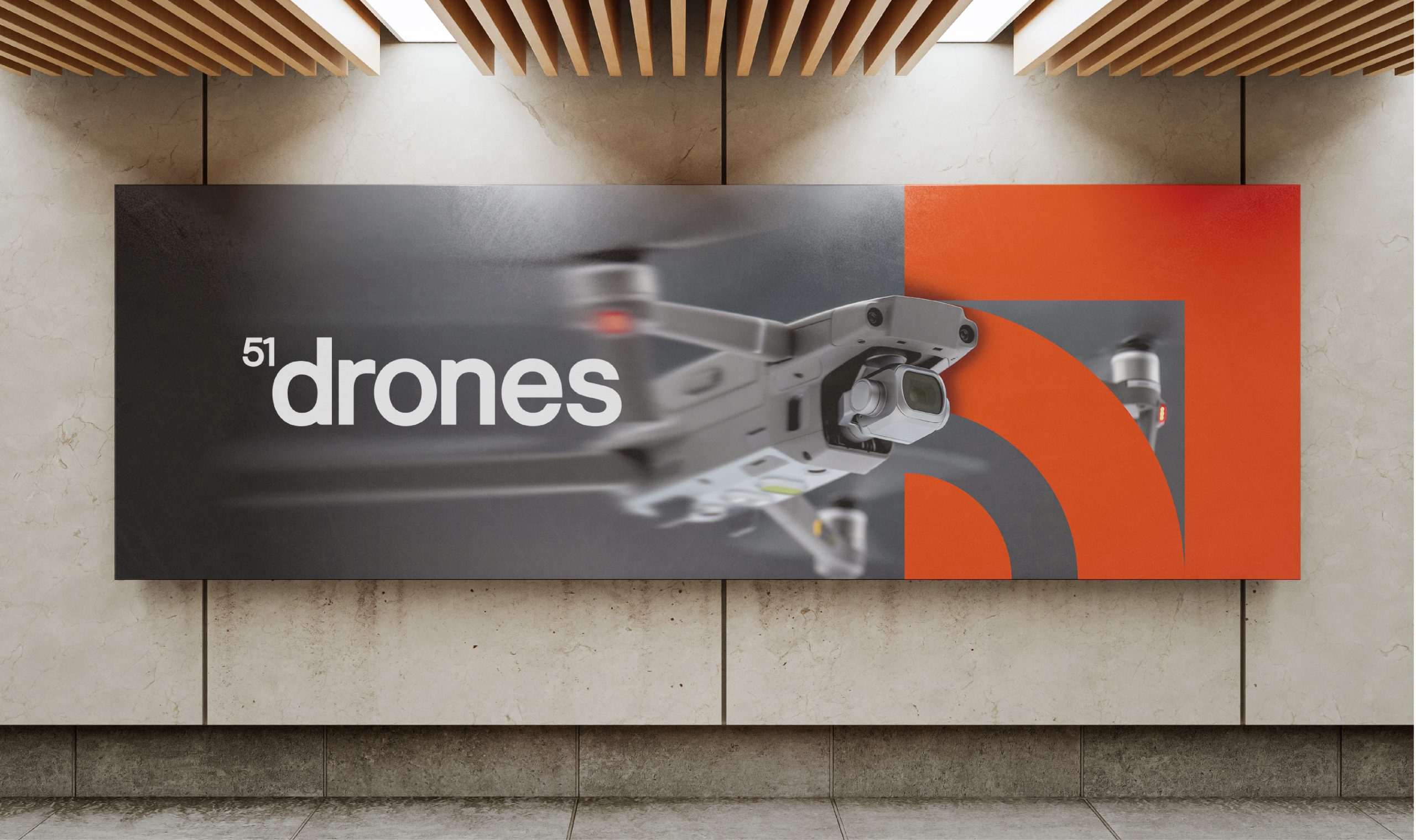 51 Drones logo design billboard