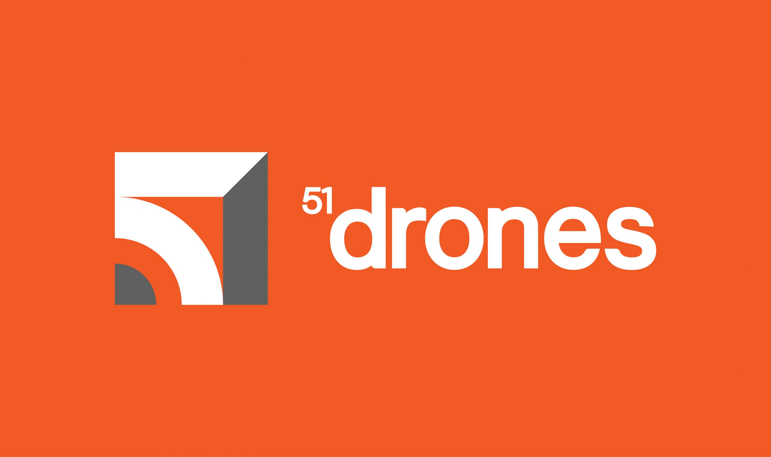 51 Drones logo design with clean, crisp lines and angles.